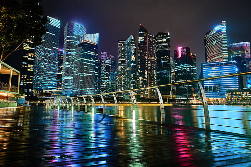 Image of city at night, demonstrating dim lighting situation