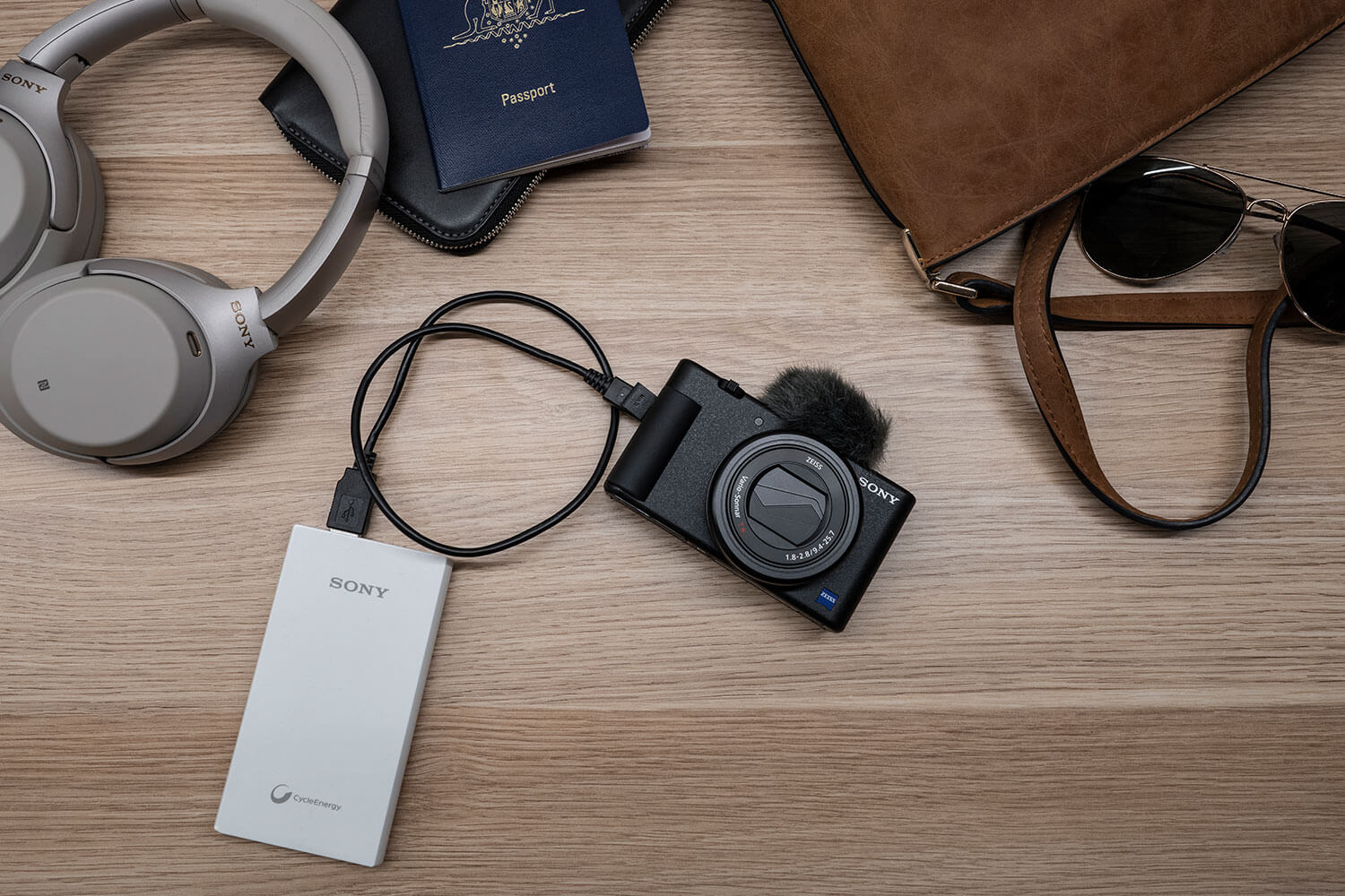 Image of camera connected to external battery pack