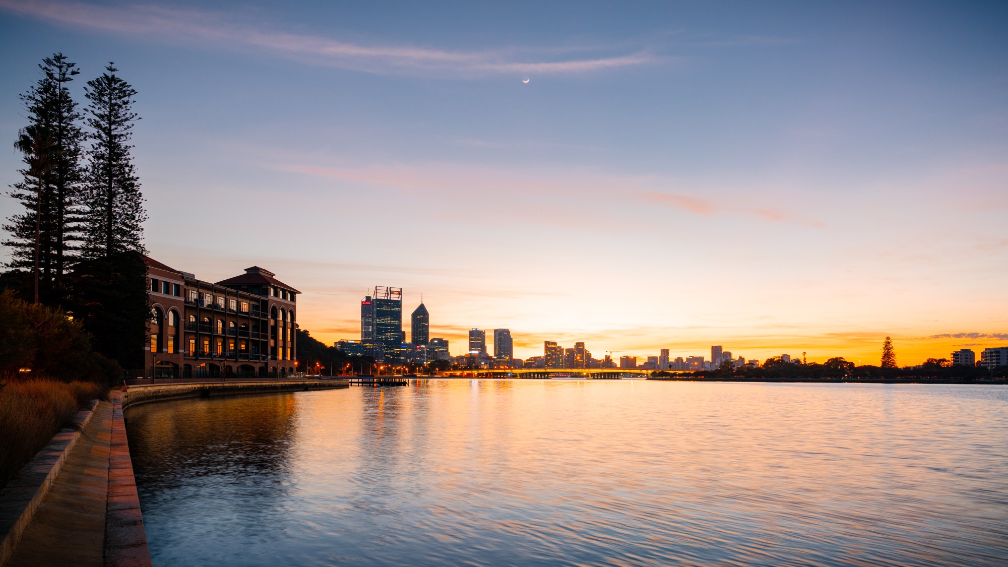 Perth CBD at sunrise.