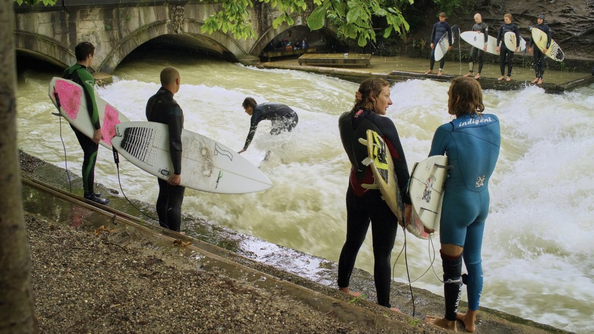 Surfing in central Munich, Germany