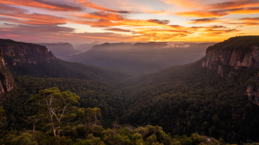 Epic sunrise over Govetts Leap in the Blue Mountains NSW