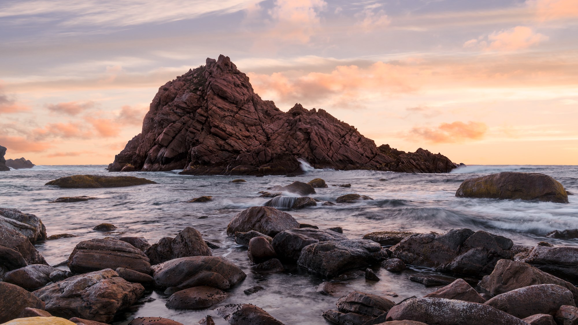 Sunset at Sugarloaf Rock, WA.