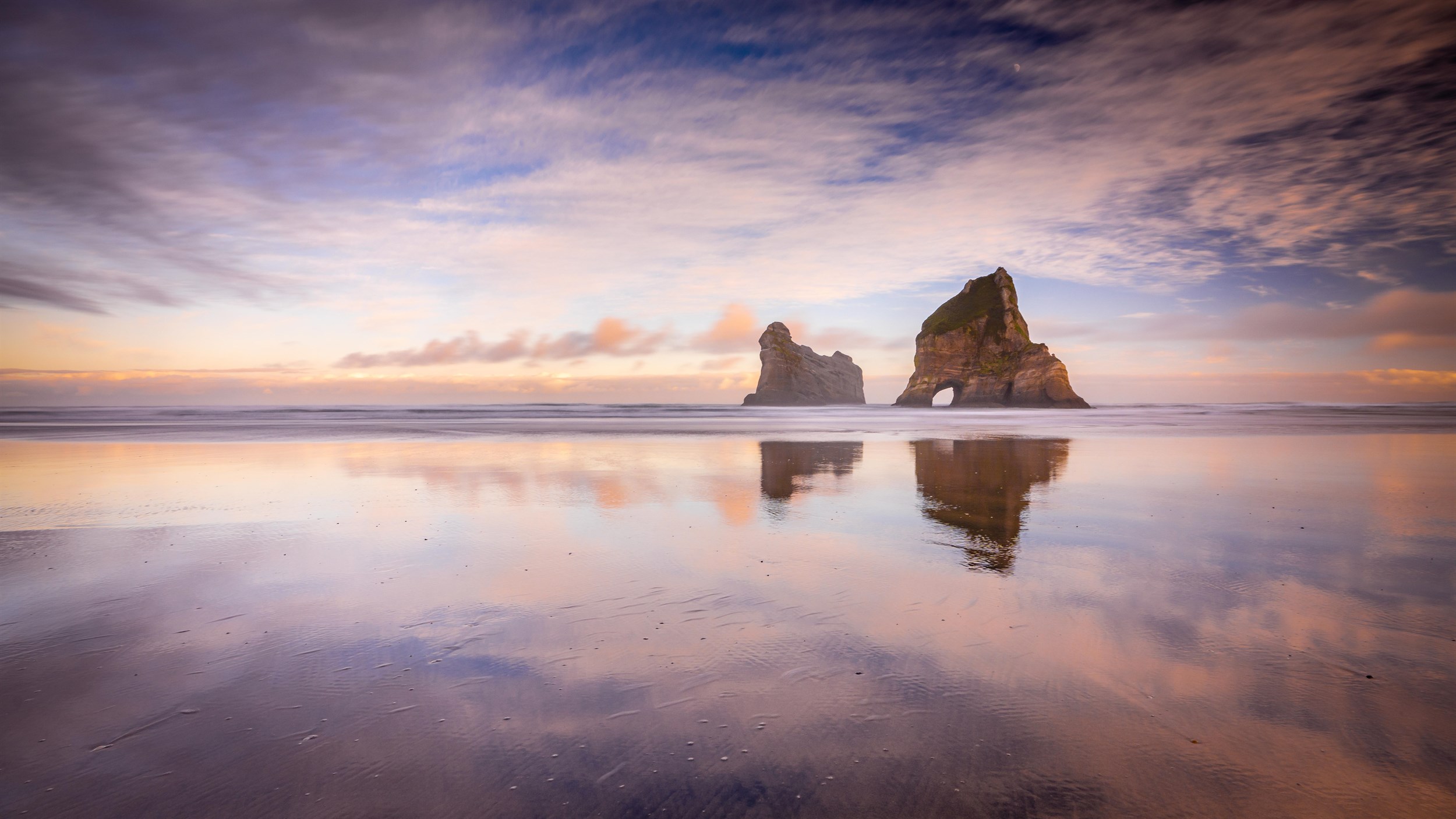Wharariki Beach Morning Reflections