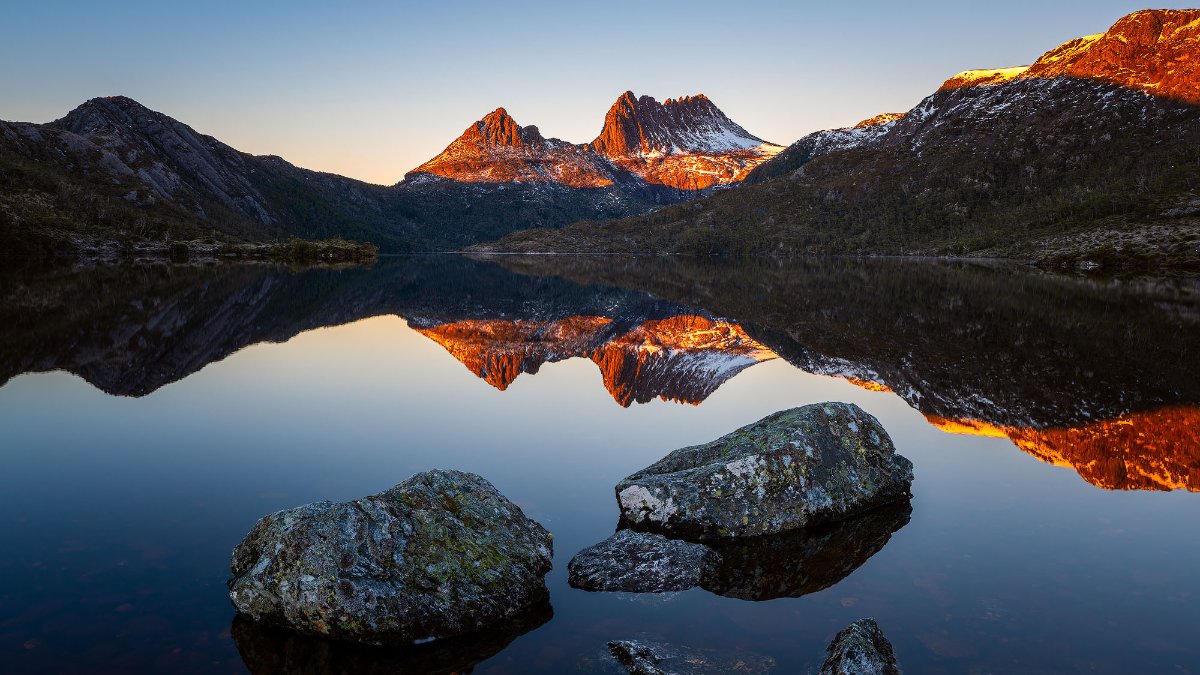 Reflections of Cradle Mountain in Dove Lake, Cradle Mountain-Lake St Clair National Park,Tasmania